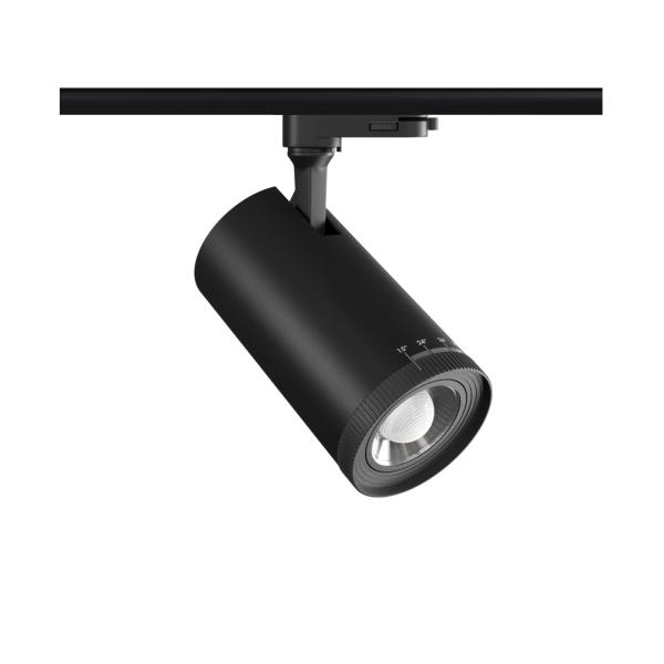 ZOOM  3-Phasen-Stromschienen Spot  SCHWARZ switch 2.700K/3.200K/4.000K  switch 15W/20W/25W  stufenlos 15° bis 55°